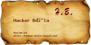 Hacker Béla névjegykártya